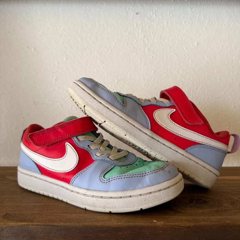 Nike Court Borough Low Recraft Kids Sneakers Red Blue Green DV5457-400 Size 13C